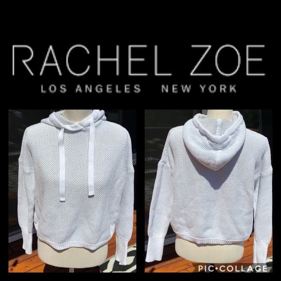 SOLD RACHEL ZOE Soft Cotton Chunky Knit Sweater with Hood Hoodie Hoody Warm Cozy - Picture 4 of 16
